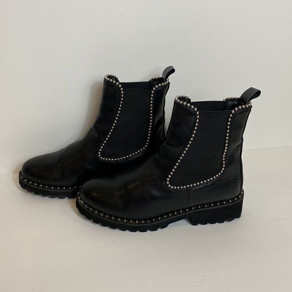 Black faux leather studded ankle booties size 8 - Picture 5 of 7